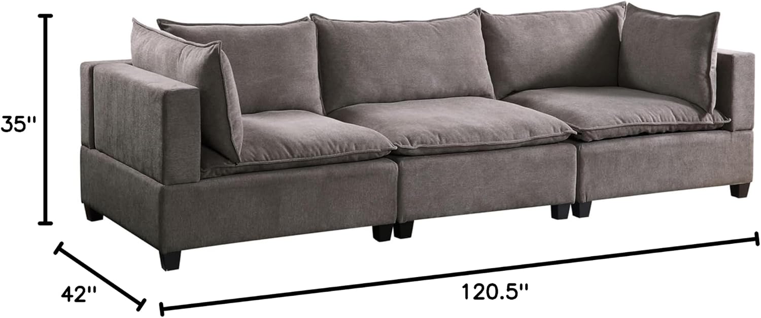 Daesar Sofa 3 Seater, Wood Frame, Light Grey Fabric Sofa Furniture for Small Space, Living Room, Bedroom, Studio, Apartment