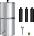Waterdrop TK-AE Gravity Water Filter System, with 3 Black Carbon Filters and Metal Spigot, 9000 Gallon Longer Lifespan and 150% Faster Flow for Home, Travel, Emergencies, 2.25G