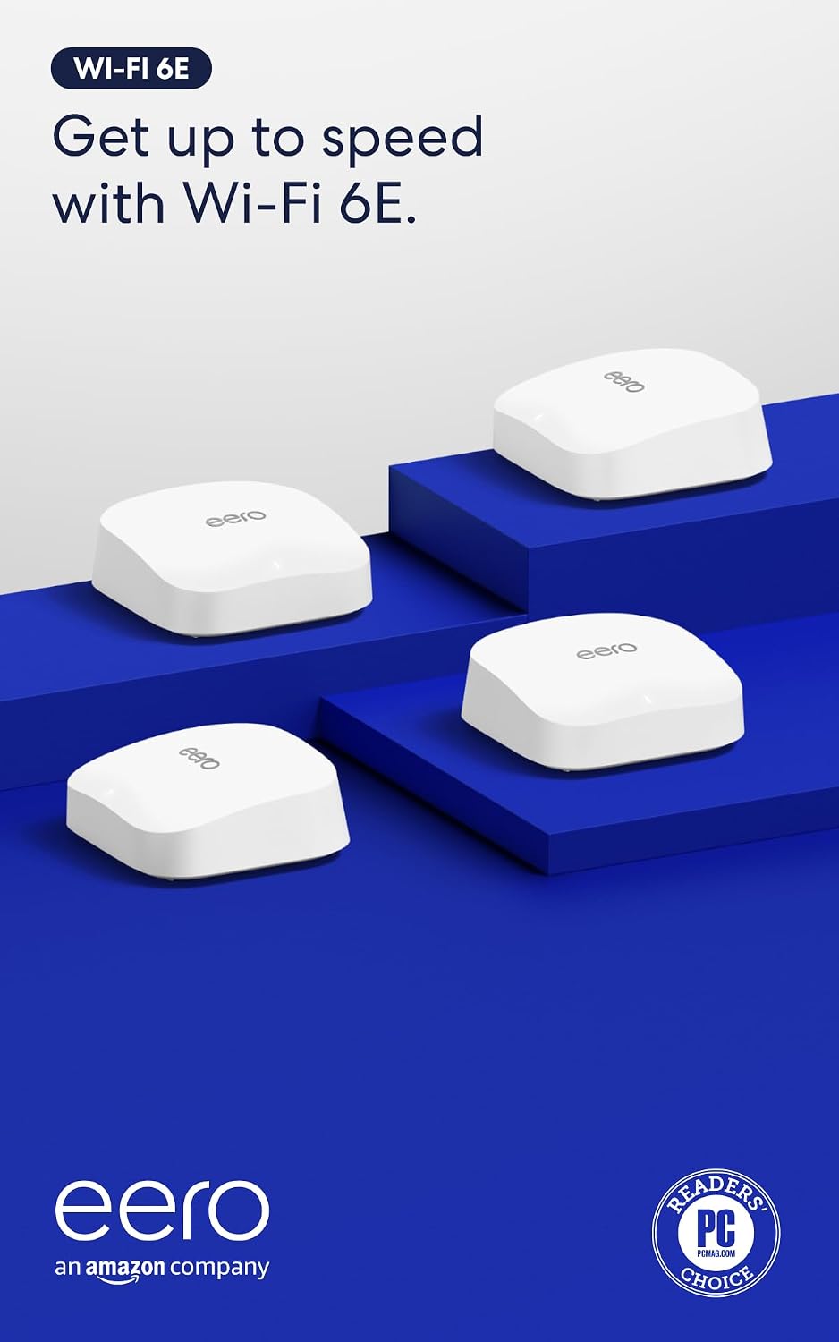 Amazon eero Pro 6E mesh wifi system - Supports internet plans up to 2.5 Gbps, Coverage up to 8,000 sq. ft., Connect 100+ devices, 4-pack