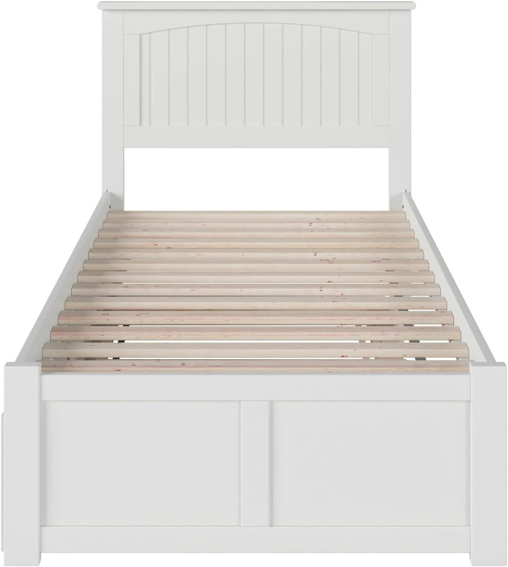 AFI, Nantucket Twin Platform Bed with Footboard & Twin Trundle, White