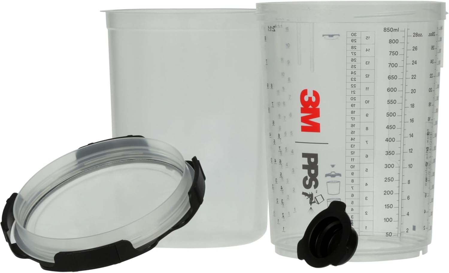 3M PPS 2.0 Spray Gun Cup, Lids and Liners Kit, 26024, Large, 28 Ounces, 200-Micron Filter, Use for Cars, Furniture, House and More, 1 Paint Cup, 50 Disposable Lids and Liners, 32 Sealing Plugs