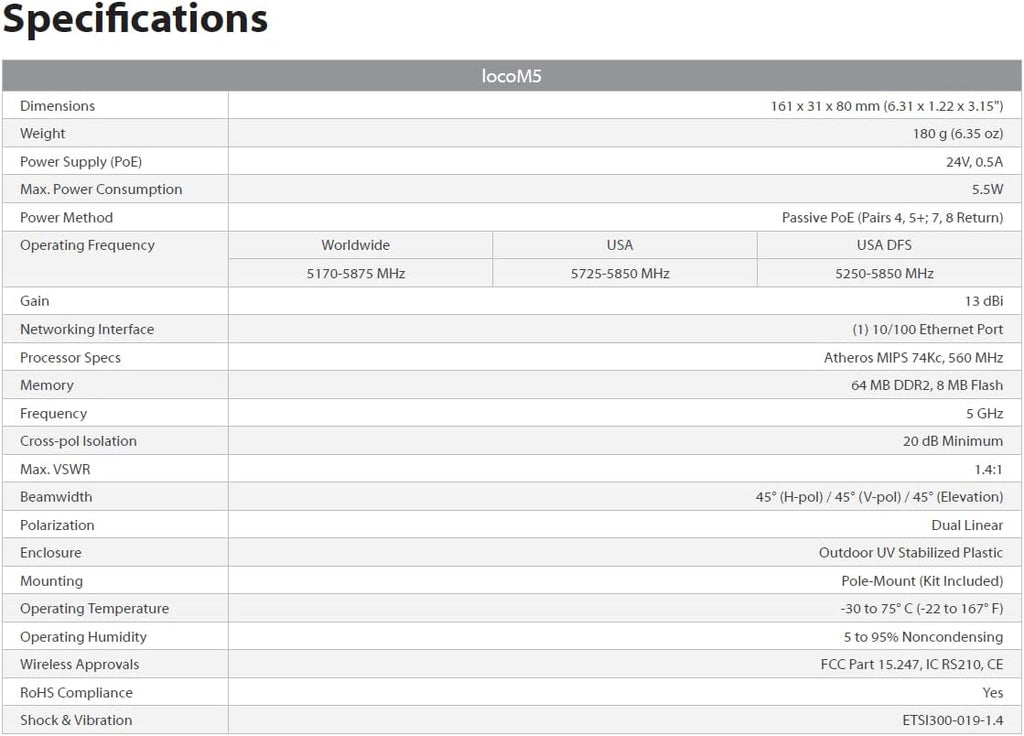 Wireless Bridge Ubiquiti LOCOM5 PRE-CONFIGURED, Bundle of 2 Ubiquiti Nanostation LOCO M5, Point to Point Outdoor WiFi Bridge, Plugh and Play, 5GHz, 150+Mbps, 10+km Link Range, Network Bridge.