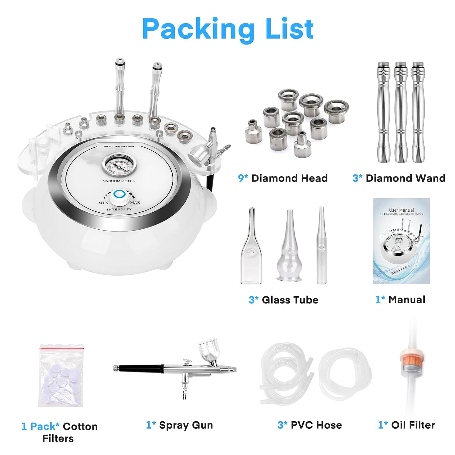 Yofuly 3 in 1 Micro-der-mabrasion Machine with Spray Gun