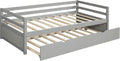 SECOLI Sturdy Wood Twin Size Bed Frame Daybed with Trundle Frame Set, Twin Size, Gray