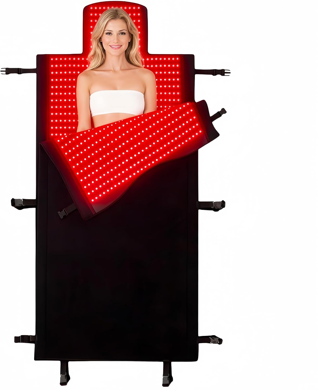 2026 Upgraded Dual Wavelength LED Beads 660nm&850nm Red Light Therapy Mat Full Body, Used to Face and Body Pain Relief Skin Health Personal Care for Women Men, 75' x 35'' (Black)