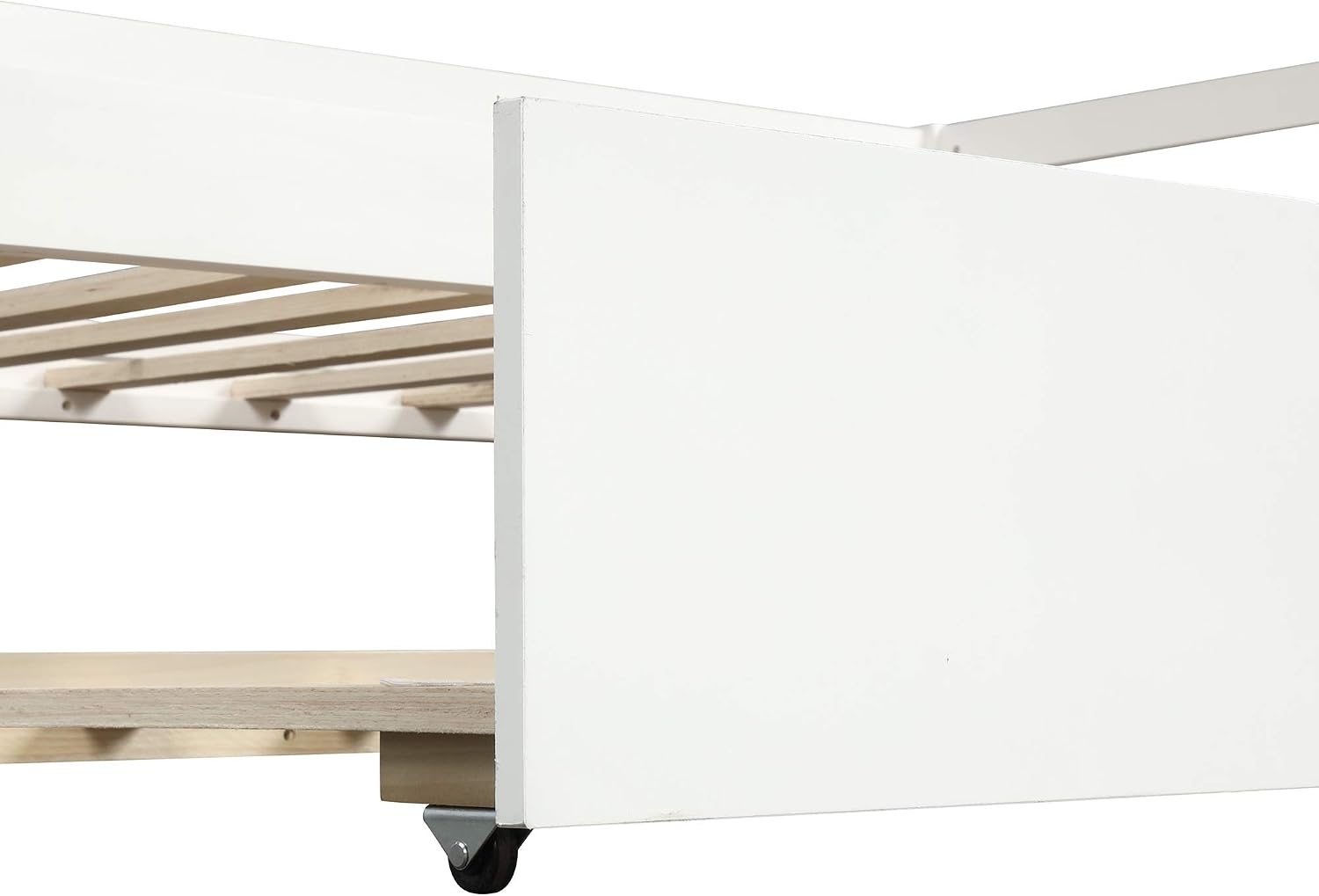 Twin Size Daybed with Trundle Frame Set, Sturdy Pull-Out Trundle Bed for Kids, Girls, Bedroom, No Box Spring Needed, White