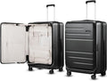 LUGGEX Checked Suitcase with Spinner Wheels, FLO5 Top Opening Expandable Polycarbonate Hard Shell Suitcase with TSA Approved Lock (FX-Core, Black, 28 Inch)