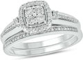Cali Trove 1/3 Ct Natural Diamond Twisted Band Engagement Rings with Round Halo Cluster | 925 Sterling Silver Rings | Bridal Set for Women | Wedding Jewelry | Statement Rings | Romantic Gift for Her