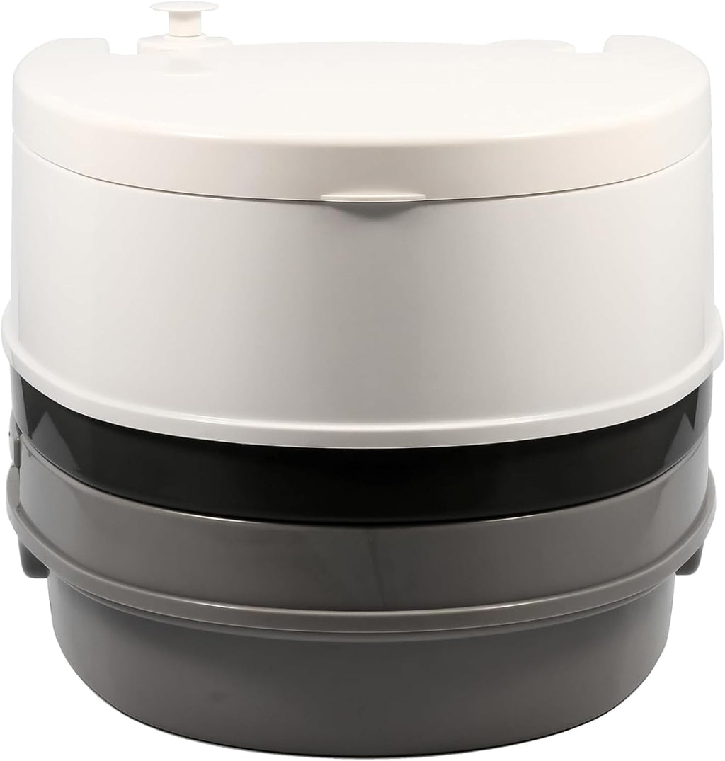 Camco RV Premium Travel Toilet - Features a 5.3-Gallon Detachable Holding Tank, Pump Flush Design & Spring-Loaded Latch (41535)