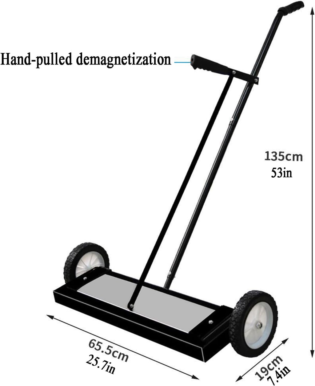 25.7' Magnetic Sweeper with Wheels, 1500 Gauss Magnetic Pickup Tool, Handpull Demagnetization, Can Instantly Release Metal Materials, for Workshop, Garage, Yard