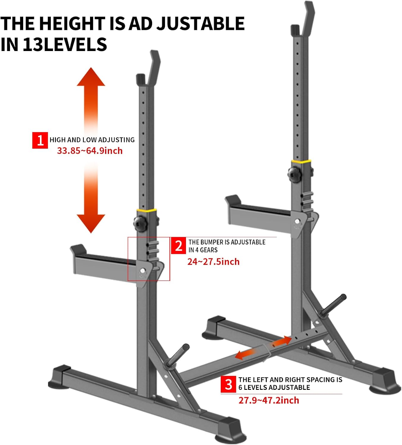 Adjustable Squat Rack,Multi-Function Barbell Rack for Weight Lifting and Home Gym Fitness Workout Portable Squat Bench Press