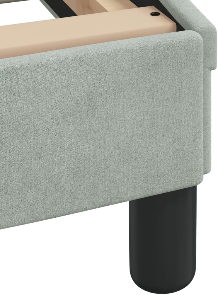 Light Gray Velvet Upholstered Bed Frame Single Size Modern Platform Bed with Ample Storage Space Sturdy Plywood Construction for Bedroom