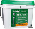 SPAX #8 x 1-1/4' Exterior Wafer Head Wood Screws Construction Torx T-Star Plus (2500 EA) Bulk Pail Includes 4 Bits Rust Resistant