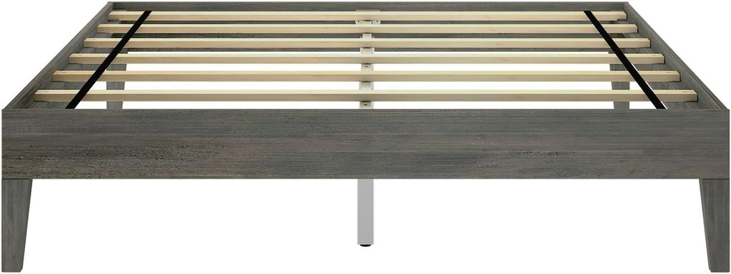 Plank+Beam Solid Wood Platform Bed Frame, Strong Wood Slat Support, No Box Spring Needed, Easy Assembly, Driftwood, Queen