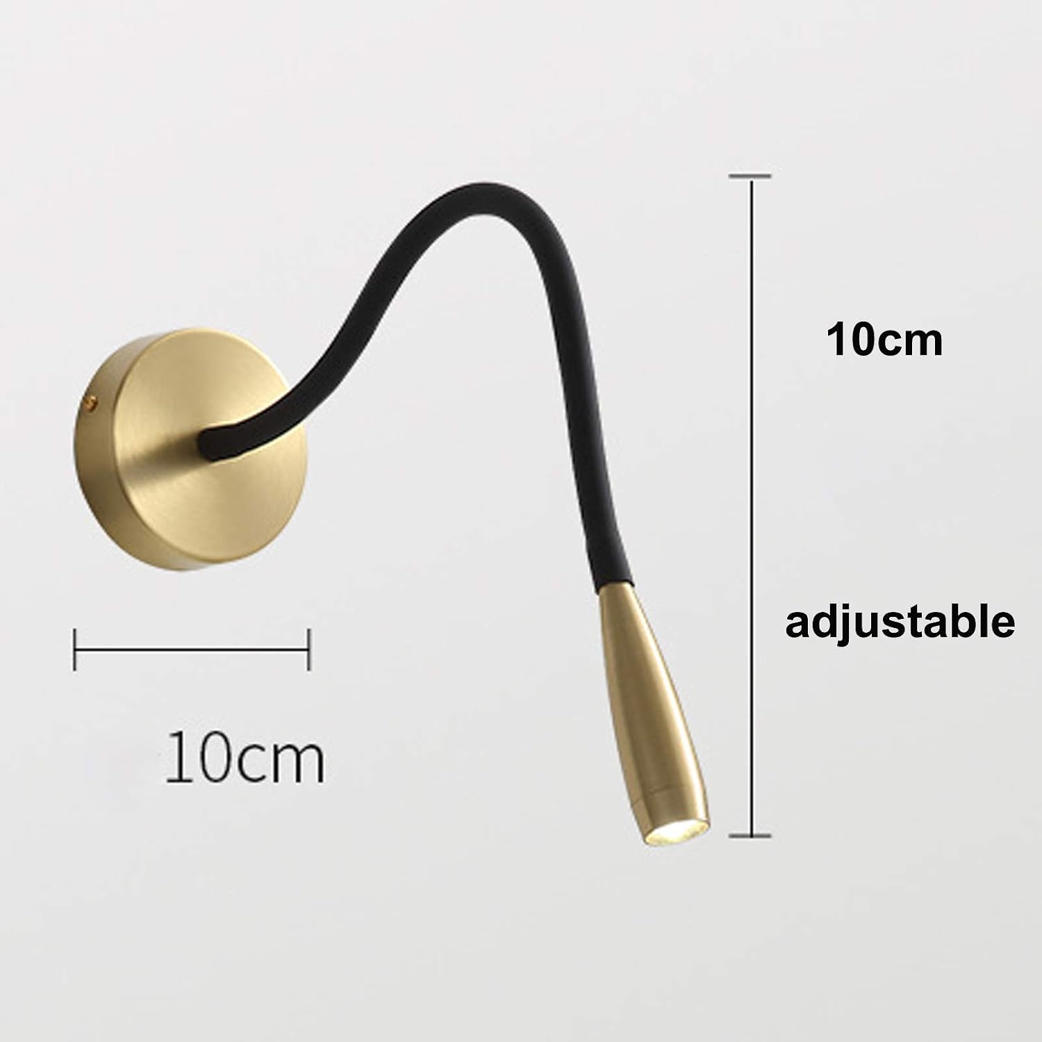Copper Wall Lamp, Gooseneck Wall Light, Adjustable Indoor Wall Light 360 Rotatable Wall Light, Wall Bed Book Reading Lamp, Three Color Temperatures, 3W