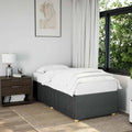 Dark Grey Twin Fabric Bed Frame with Breathable Polyester and Engineered Wood Construction, Modern Design for Bedroom, Sturdy Plywood Support and Easy Assembly