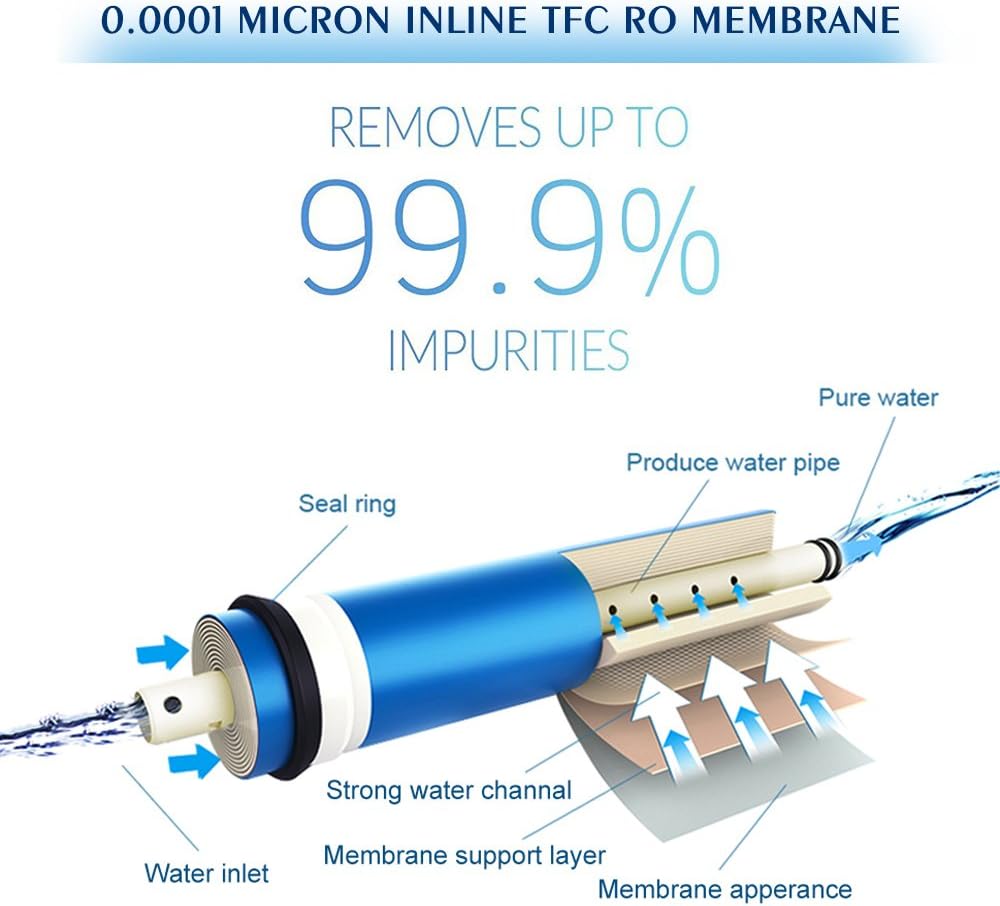 5-Stage Reverse Osmosis Water Filtration System 100GPD Fast Flow Plus Extra 4 Filter for Free (FS-RO-100G-A)