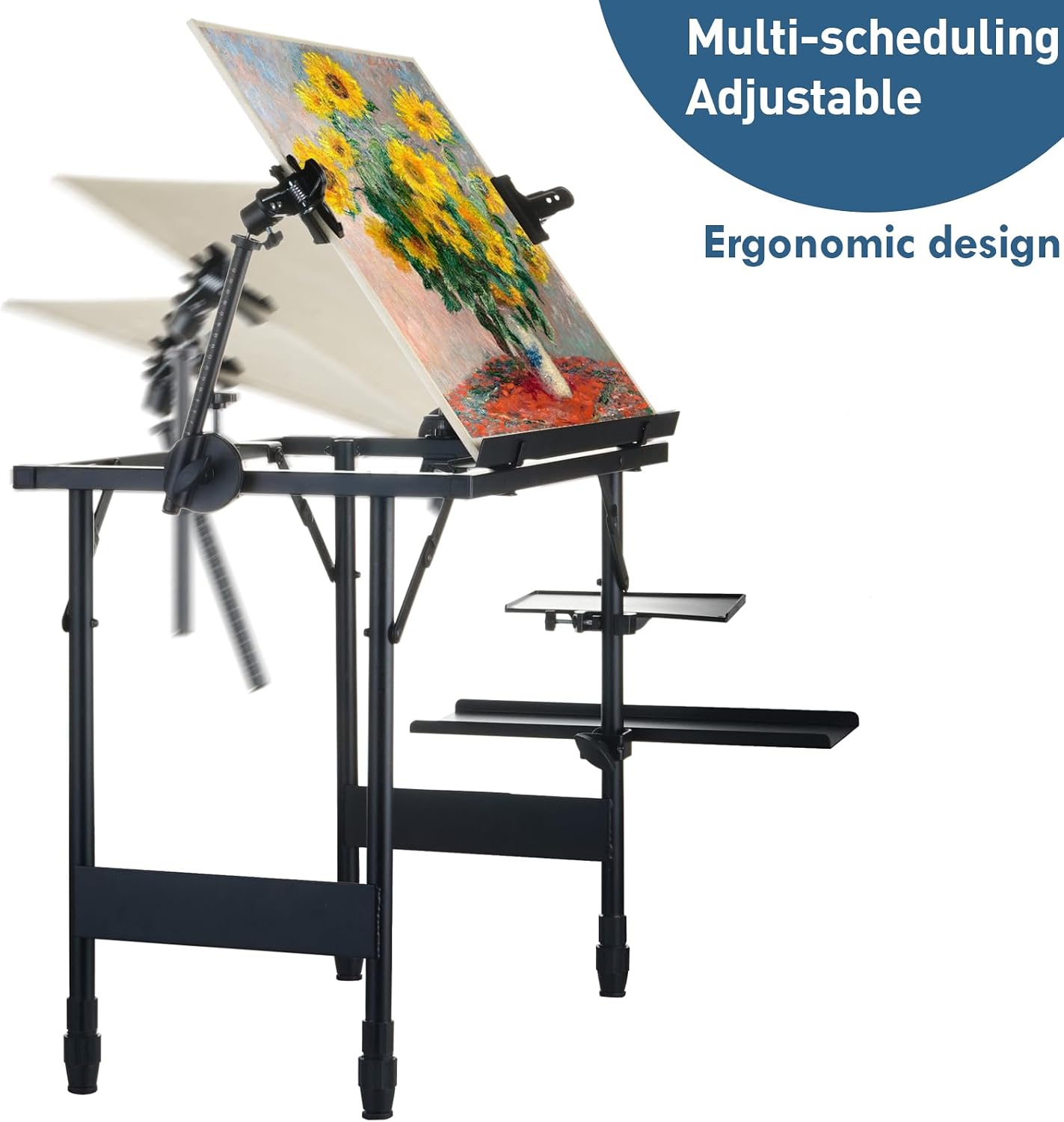 CWPW Artist Easel Stand Metal Foldable Portable Ergonomic Adjustable Easel for Painting Canvases Height from 16' to 30' Equipped with Carry Bag&Umbrella Stand for Outdoor&Indoor Painting Drawing