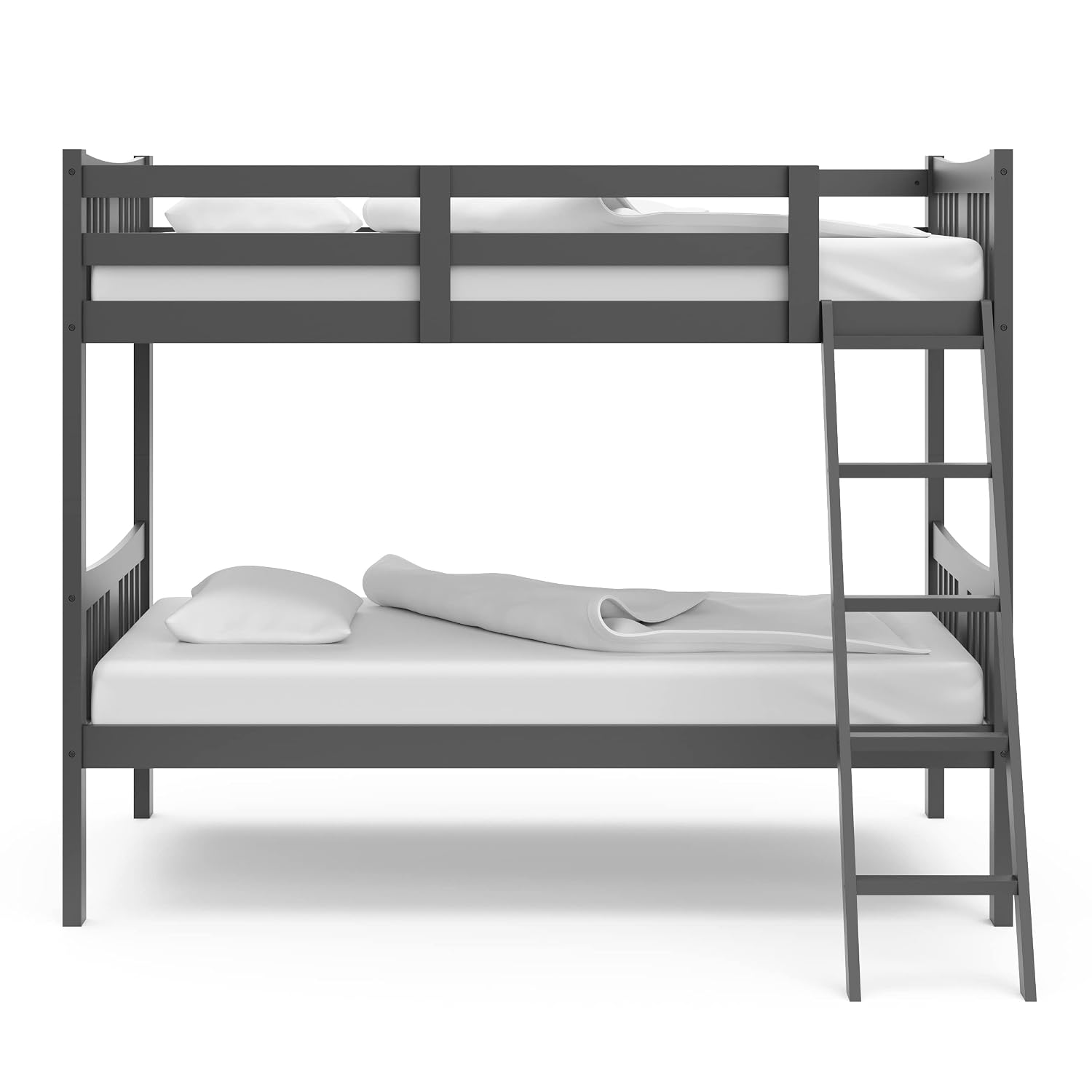 Storkcraft Caribou Bunk Bed Twin Over Twin Bunk Bed (Gray) - GREENGUARD Gold Certified, Twin Bunk Beds for Kids, Converts to 2 Individual Twin Beds, Bunk Beds for Kids