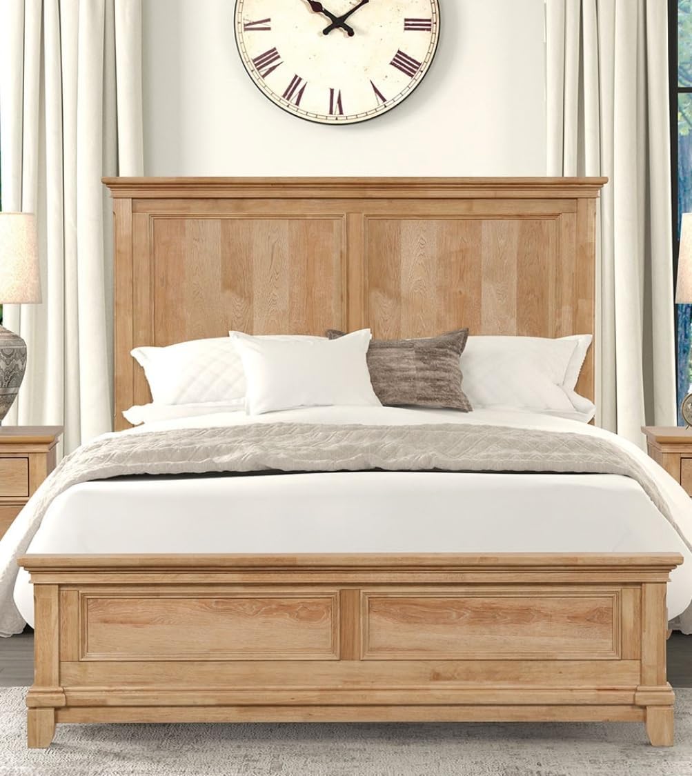 Natural Oak Finish 1pc Twin Size Bed Bedroom Furniture Farmhouse Style Solidwood Plank Headboard Contemporary Farmhouse Style