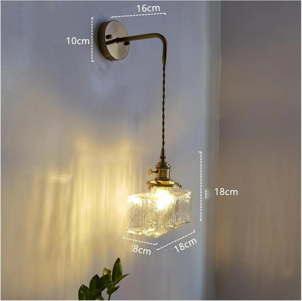 Wall Sconces, Glass LED Bathroom Mirror Light Copper Home Indoor Lighting Luminaria Bedroom Living Room Nordic Modern Wall Lamp Sconce(C)