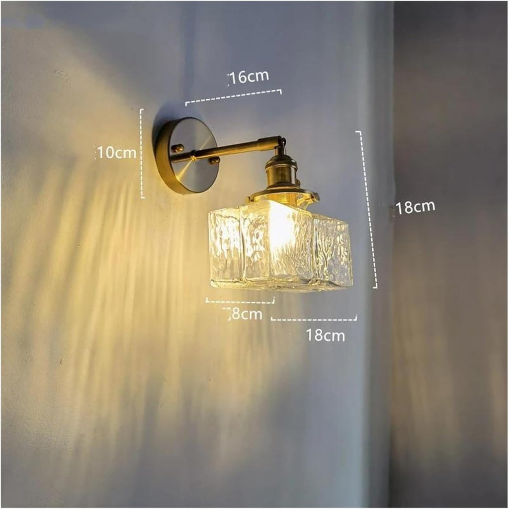 Wall Sconces, Glass LED Bathroom Mirror Light Copper Home Indoor Lighting Luminaria Bedroom Living Room Nordic Modern Wall Lamp Sconce(Switch On The Socket-C)