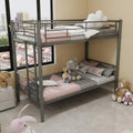 Twin Over Full Metal Bunk Bed, with Ladder & Full-Length Guardrail for Teens Adults, Noise Free (Silver + Metal + Metal)