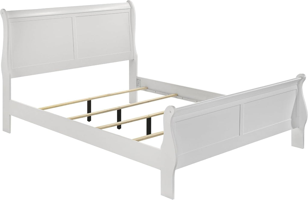 Coaster Home Furnishings Louis Philippe Traditional Wood Queen Size Sleigh Bed Frame 47-inch Headboard White 202441Q | Traditional Wood
