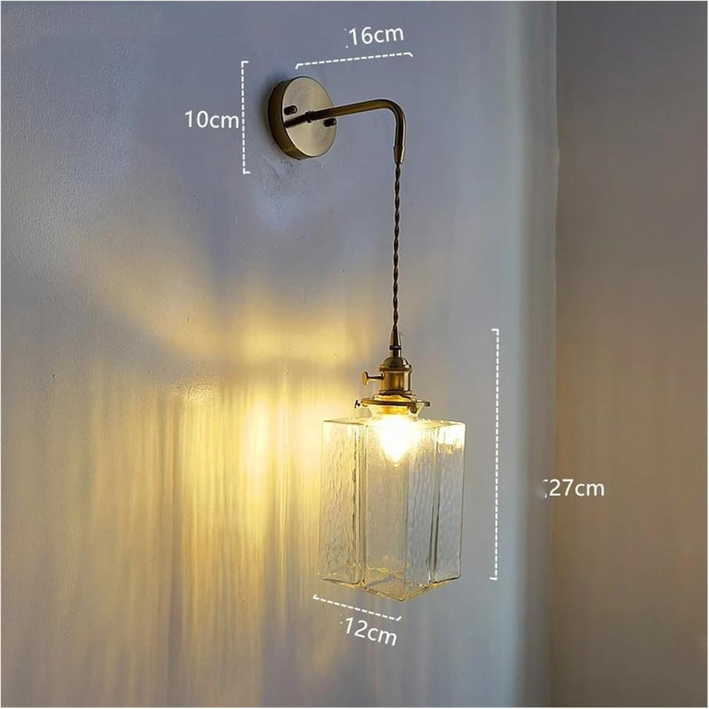 Wall Sconces, Glass LED Bathroom Mirror Light Copper Home Indoor Lighting Luminaria Bedroom Living Room Nordic Modern Wall Lamp Sconce(A)