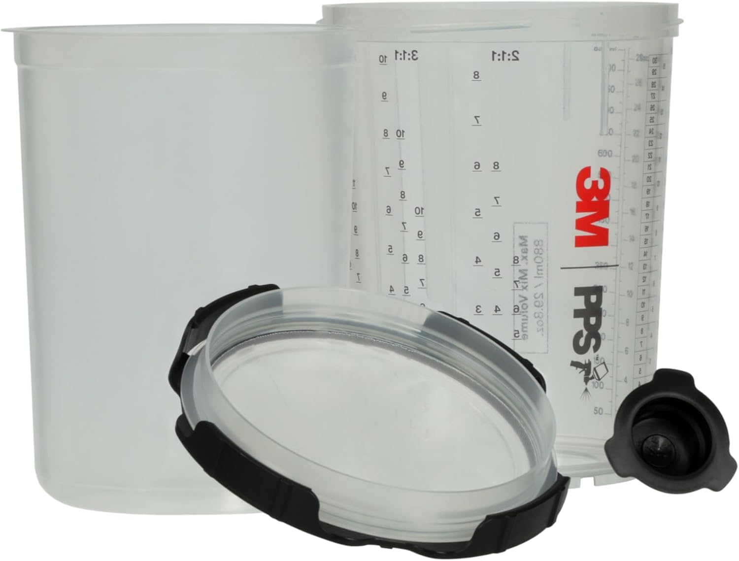 3M PPS 2.0 Spray Gun Cup, Lids and Liners Kit, 26024, Large, 28 Ounces, 200-Micron Filter, Use for Cars, Furniture, House and More, 1 Paint Cup, 50 Disposable Lids and Liners, 32 Sealing Plugs