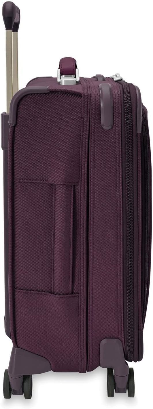 Briggs & Riley 21' Global Carry On Expandable Spinner - Luggage for International Travel, Suitcases with Wheels, Softside Rolling Bag for Men & Women, Self-Repairing Zipper - Baseline Collection, Plum