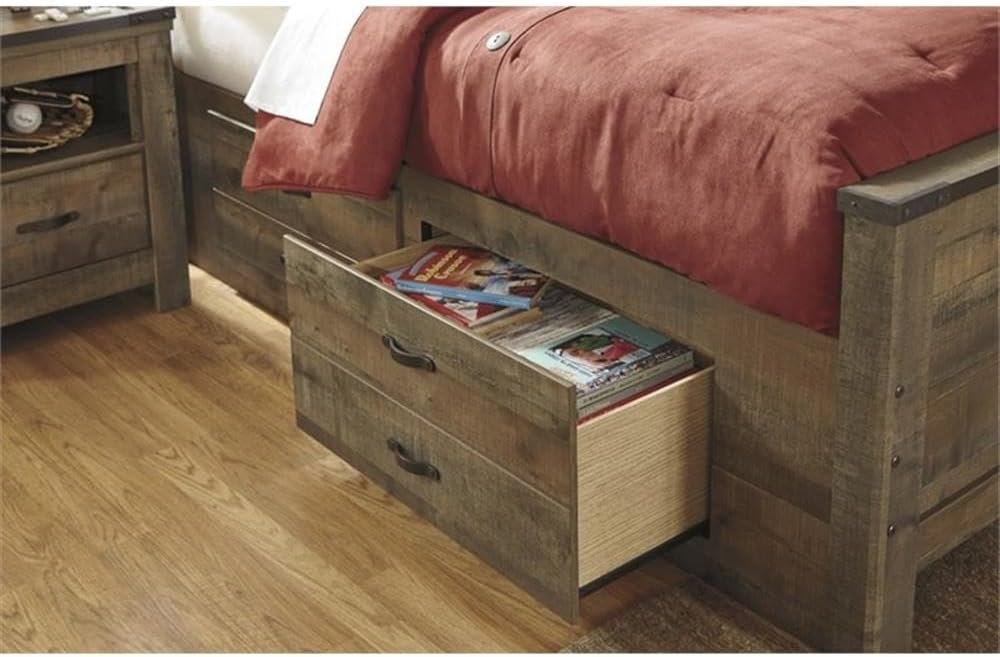 Ashley Furniture Trinell Twin Bed with Underbed Storage in Brown