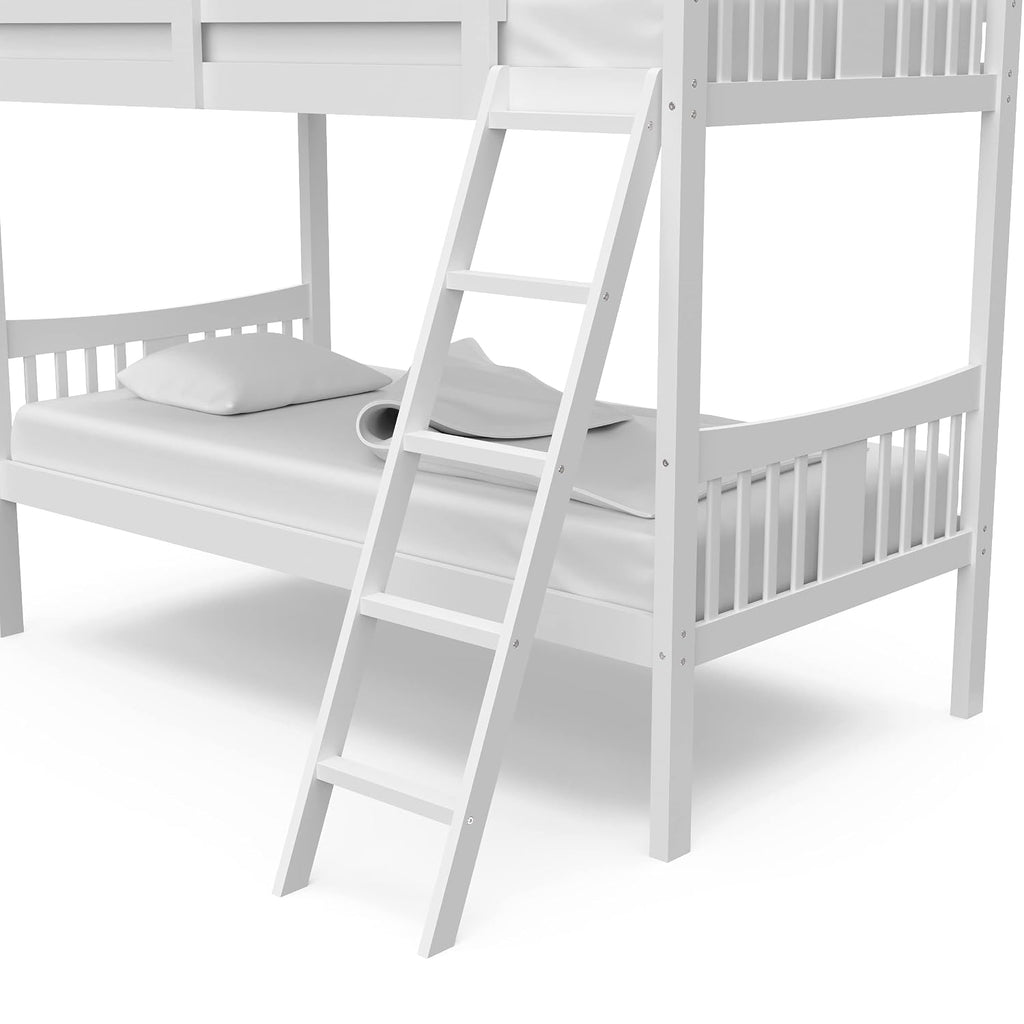 Storkcraft Caribou Bunk Bed Twin Over Twin Bunk Bed (White) - GREENGUARD Gold Certified, Twin Bunk Beds for Kids, Converts to 2 Individual Twin Beds, Bunk Beds for Kids