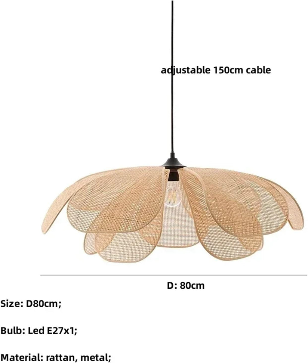Modern Chandelier, Japan E27 Handmade Rattan Pendant Lights for Living Room Chandelier Bar Loft Hanging Lamp Lustre Home Decor Luminarias(A Pendant D80cm,White)