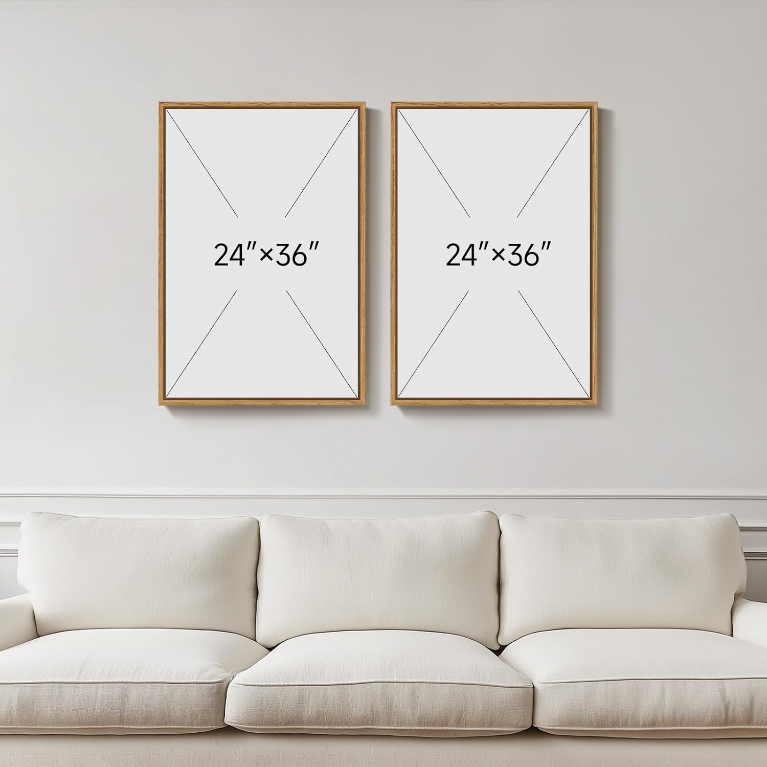 Large Framed Boho Mid Century Modern Wall Art for Living Room, Set of 2 Abstract Sun Earth Tone Canvas Artwork for Walls, Vintage Paintings Prints Pictures Wall Decor for Bedroom Home Office, 24x36 In