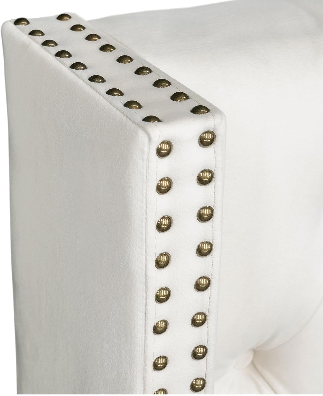Madison Park Amelia Headboard King Wingback Upholstered - Hand-Tufted Button Detail, Double Nailhead Trim, Foam-Padded Durable Fabric, Adjustable Fit for Classic Bedrooms-Beige Velvet