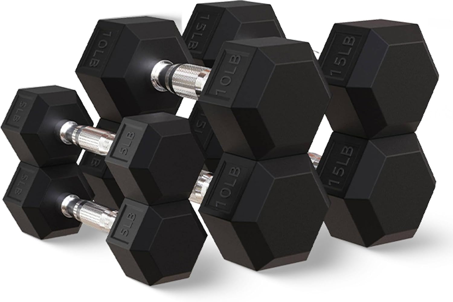BalanceFrom Premium Rubber Encased Hex Dumbbell Sets, 46LBS Set, 60LBS Set, 100LBS Set