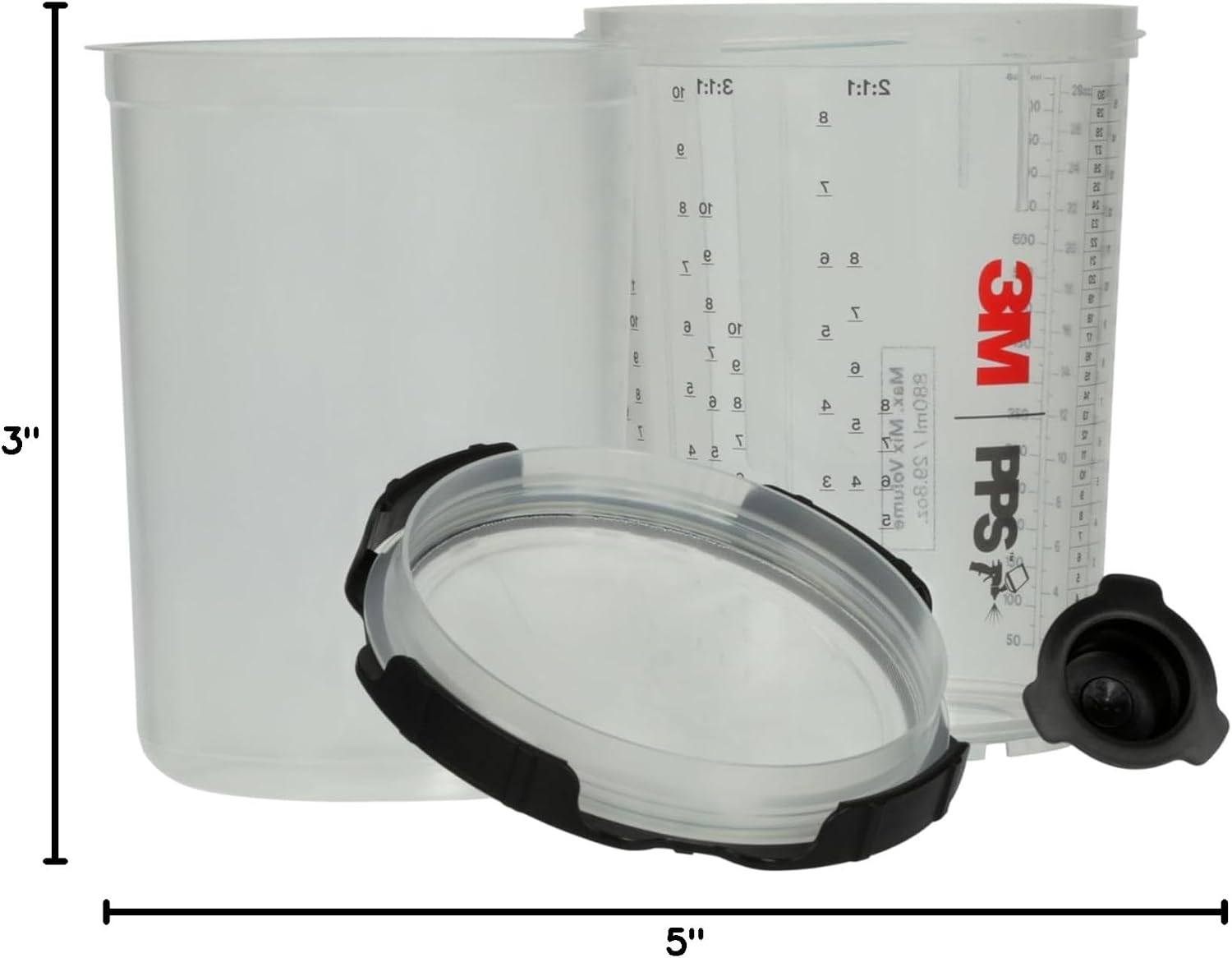 3M PPS 2.0 Spray Gun Cup, Lids and Liners Kit, 26024, Large, 28 Ounces, 200-Micron Filter, Use for Cars, Furniture, House and More, 1 Paint Cup, 50 Disposable Lids and Liners, 32 Sealing Plugs