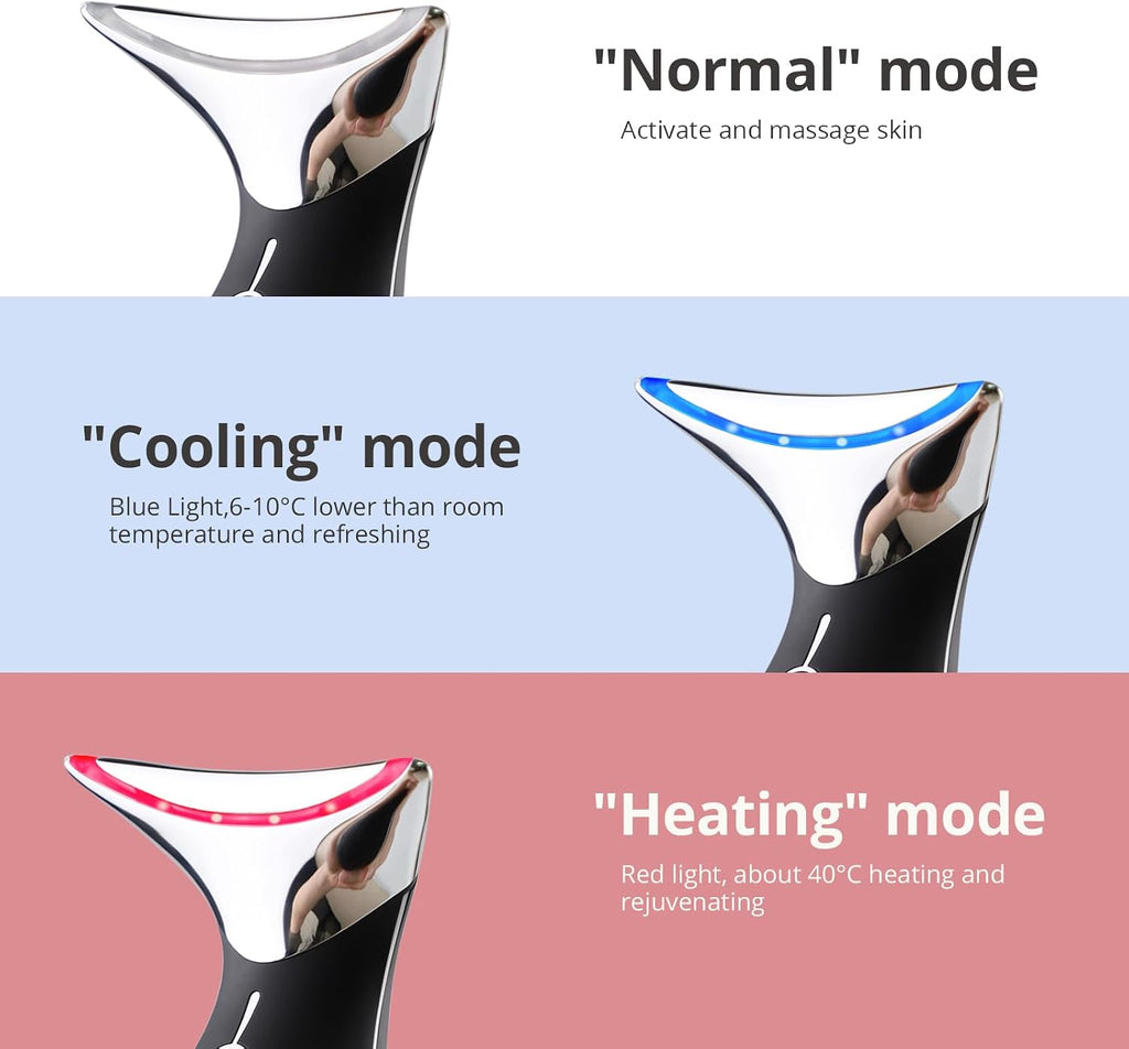 Ms.W Red Light Neck Face Massager, Facial Massager with Hot & Cold Modes for Skin Care, Vibration for Skin Tightening and Rejuvenation