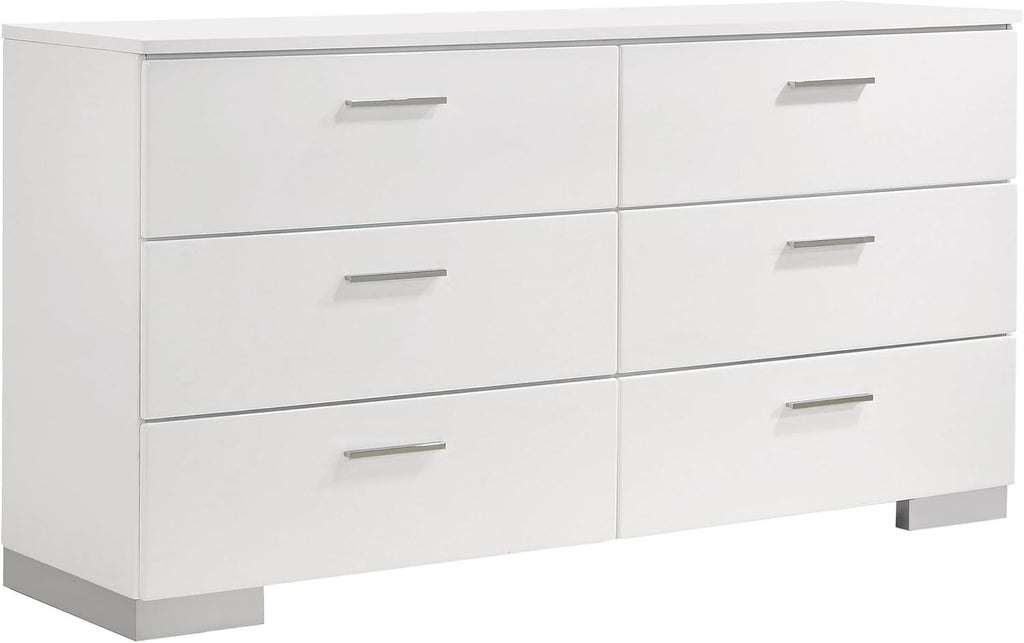 Benjara Sok 4pc Twin Size Bedroom Set- Modern White/LED Upholstered Headboard
