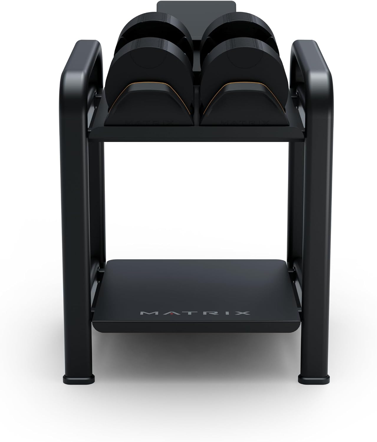 Matrix Fitness Dumbbell Storage Rack | Organized Gym Equipment with Easy Dumbbell Access and Accessory Storage | Integrated Device Holder for Added Functionality