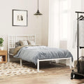 Metal Bed Frame with Headboard White 39.4'x78.7' Steel Platform Bed Frame for Queen Twin Mattress Sturdy Bedframe with Underbed Storage Space Bedroom Furniture