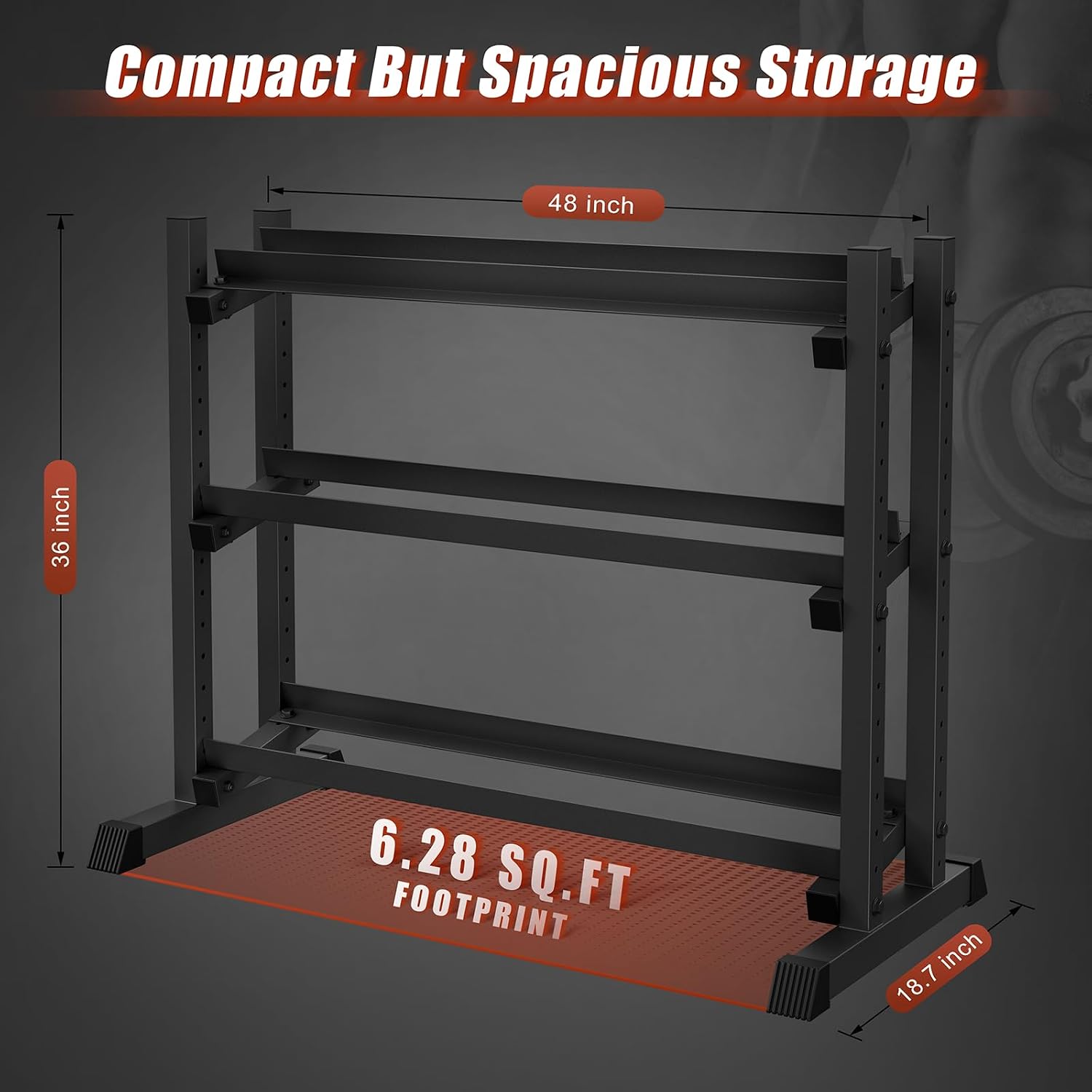 3-Tier Dumbbell Rack, 1200LB Capacity Adjustable Weight Rack for Home Gym, Heavy-Duty Weight Stand for Dumbbells Kettlebells & Weight Plates(Rack Only)