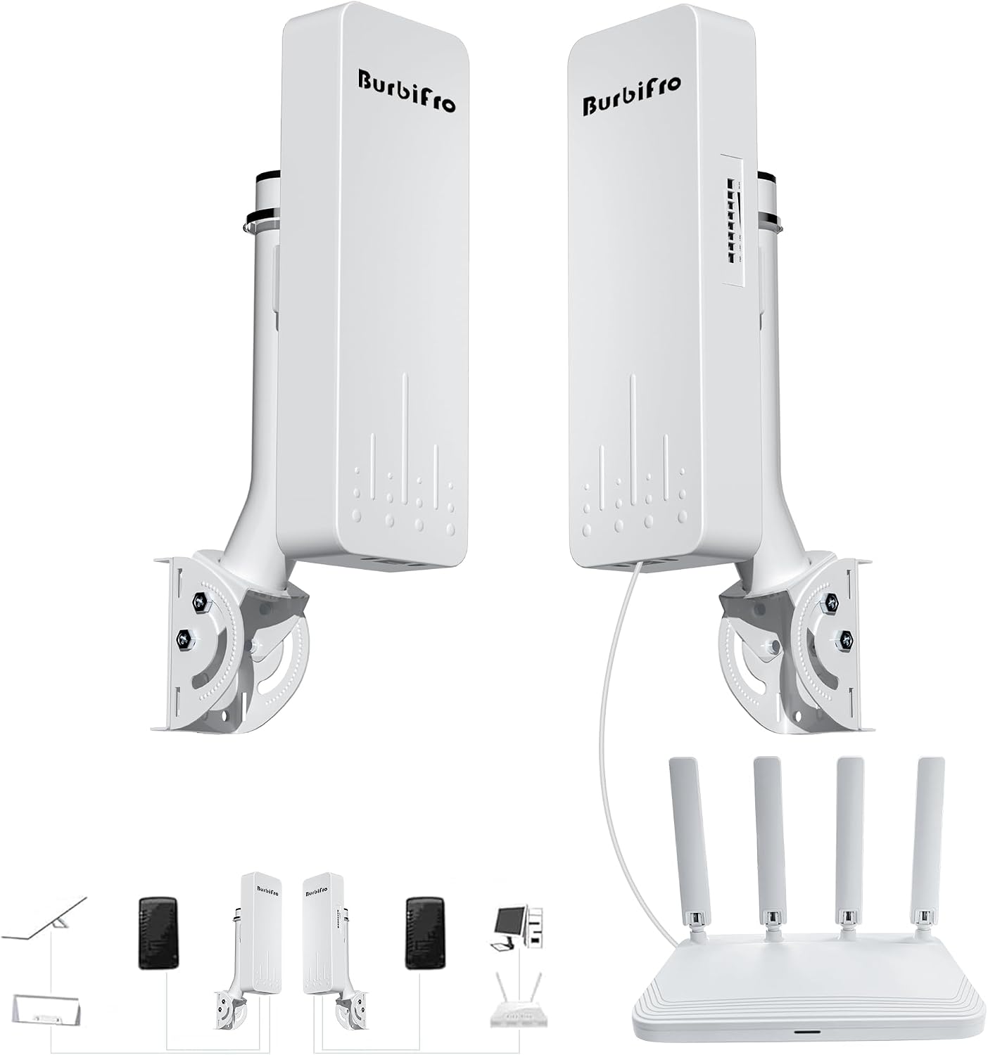 Point to Point Starlink Internet Long Range Transmission with WiFi 6 Router and Bracket for Starlink Gen 3 Router, Starlink WiFi Extender, 5.8GHz 3KM with 18dBi High Gain Antenna, 2 Pack