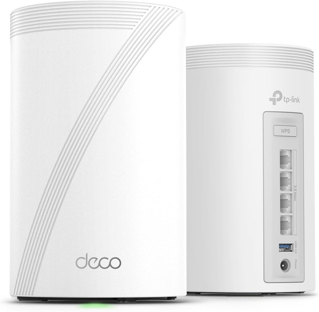 TP-Link Deco 7 Pro BE63 Tri-Band WiFi 7 BE10000 Whole Home Mesh System- 6-Stream 10 Gbps, 4x2.5G Ports Wired Backhaul, 4X Smart Internal Antennas, VPN, HomeShield, Free Expert Support (2-Pack)