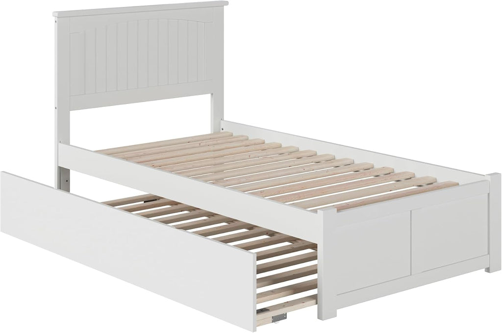 AFI, Nantucket Twin Platform Bed with Footboard & Twin Trundle, White