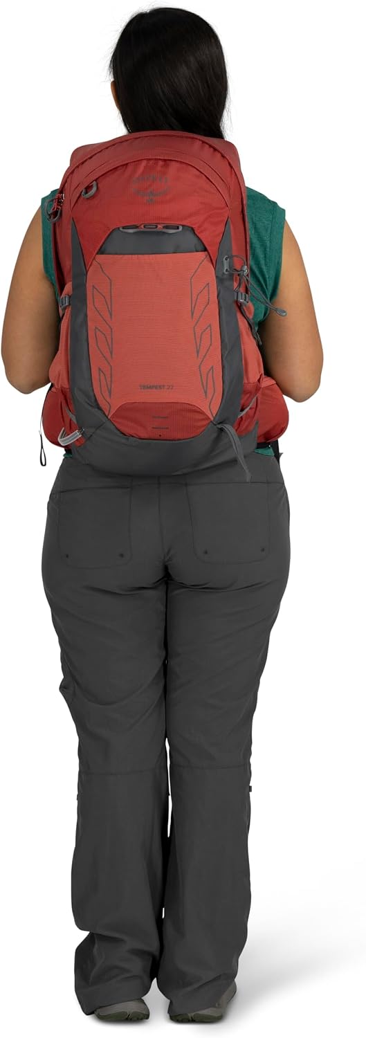 Osprey Tempest 22L Women's Lightweight Hiking Backpack - Small Daypack for Travel & Camping, Red Pampas/Coal Grey