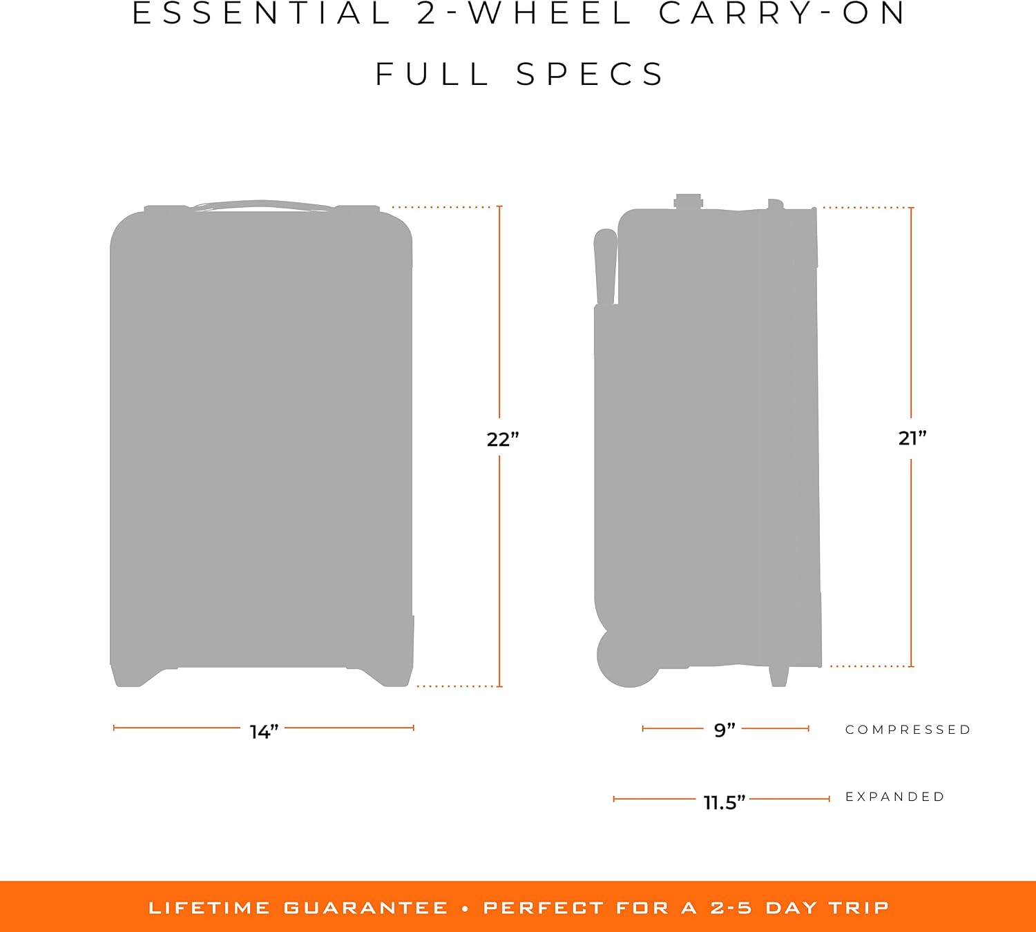 Briggs & Riley Essential 22' 2-Wheel Expandable Carry On - Luggage for Travel, Suitcases with Wheels, Softside Rolling Bag for Men & Women, Self-Repairing Zipper - Baseline Collection, Navy