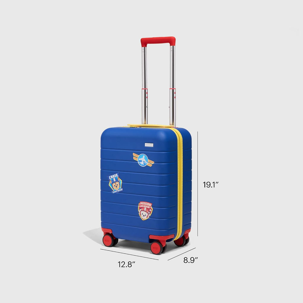 Away PAW Patrol Kids Carry On Luggage, Lightweight Rolling Suitcase for Children, TSA-Approved, Spinner Wheels, Travel Suitcase for Toddlers & Kids, Chase Badge Blue
