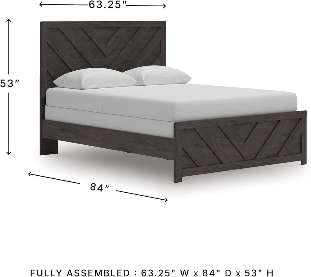 Signature Design by Ashley Prendonea Farmhouse Queen Panel Bed, Foundation or Box Spring Needed, Gray
